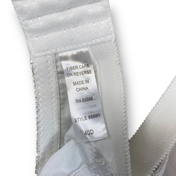 Womens Bra 40D White Floral Jaquarde Wirefree Adjustable Full Coverage Lingerie - Picture 6 of 7